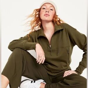 NWT! Old Navy Conifer Green Dynamic Fleece Half-Zip Sweatshirt - Size 2X 💎